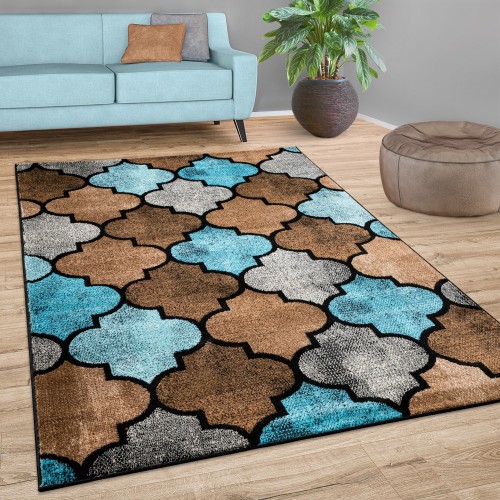Teppich Wohnzimmer Marokkanisches Muster Kurzflor