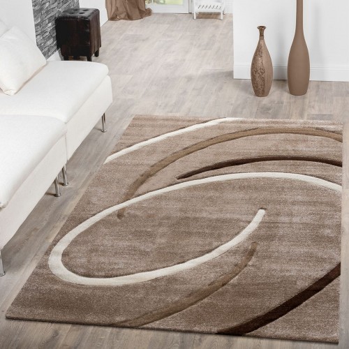 Kurzflor Wohnzimmer Teppich mit Spiralen Muster