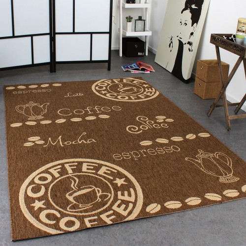 In- & Outdoor Teppich Modern Flachgewebe Sisal Optik Coffee Braun Beige Töne