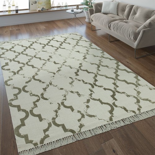 Flachgewebe Teppich Marokkanisches Muster Taupe
