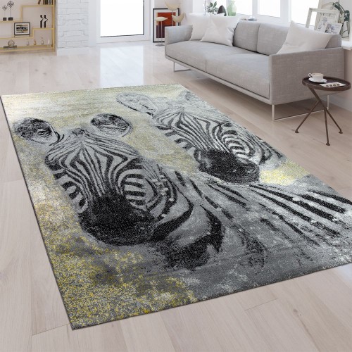 Designer Teppich Zebra Silber Grau