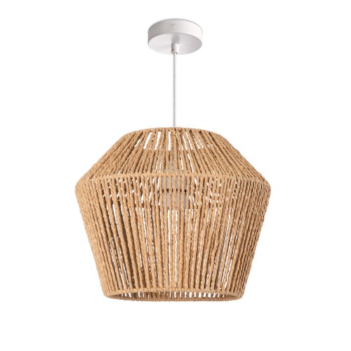 PINTO Boho Lampe für Wohnzimmer im Rattan Look mit Papier Lampenschirm