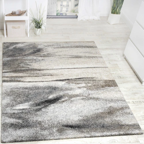 Teppich Meliert Modern Webteppich Wohnzimmerteppich Hochwertig In Grau Beige