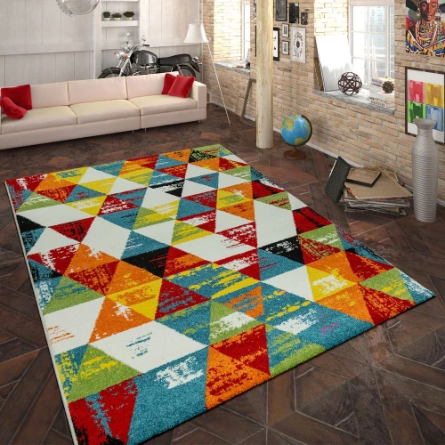 Designer Teppich Rauten Muster Multicolor