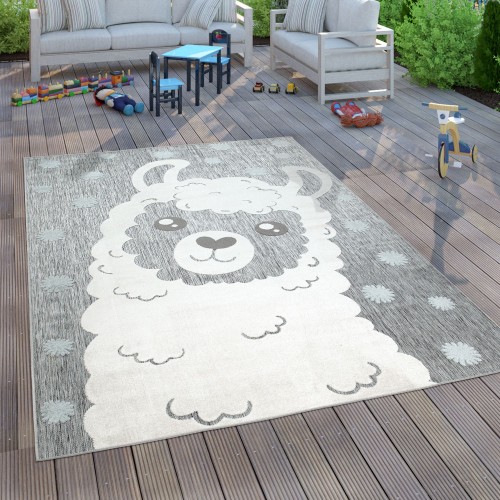In- & Outdoor Kinderteppich Kinderzimmer Spielteppich Lama Motiv