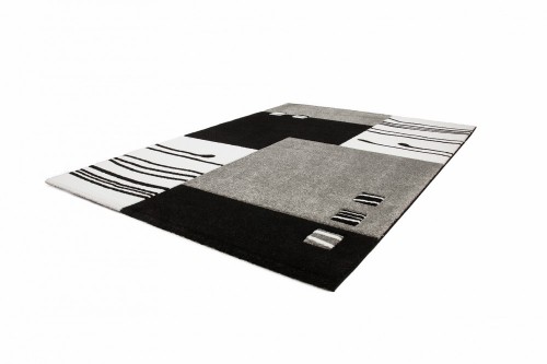 Moderner Designer Velours Teppich Schwarz Grau
