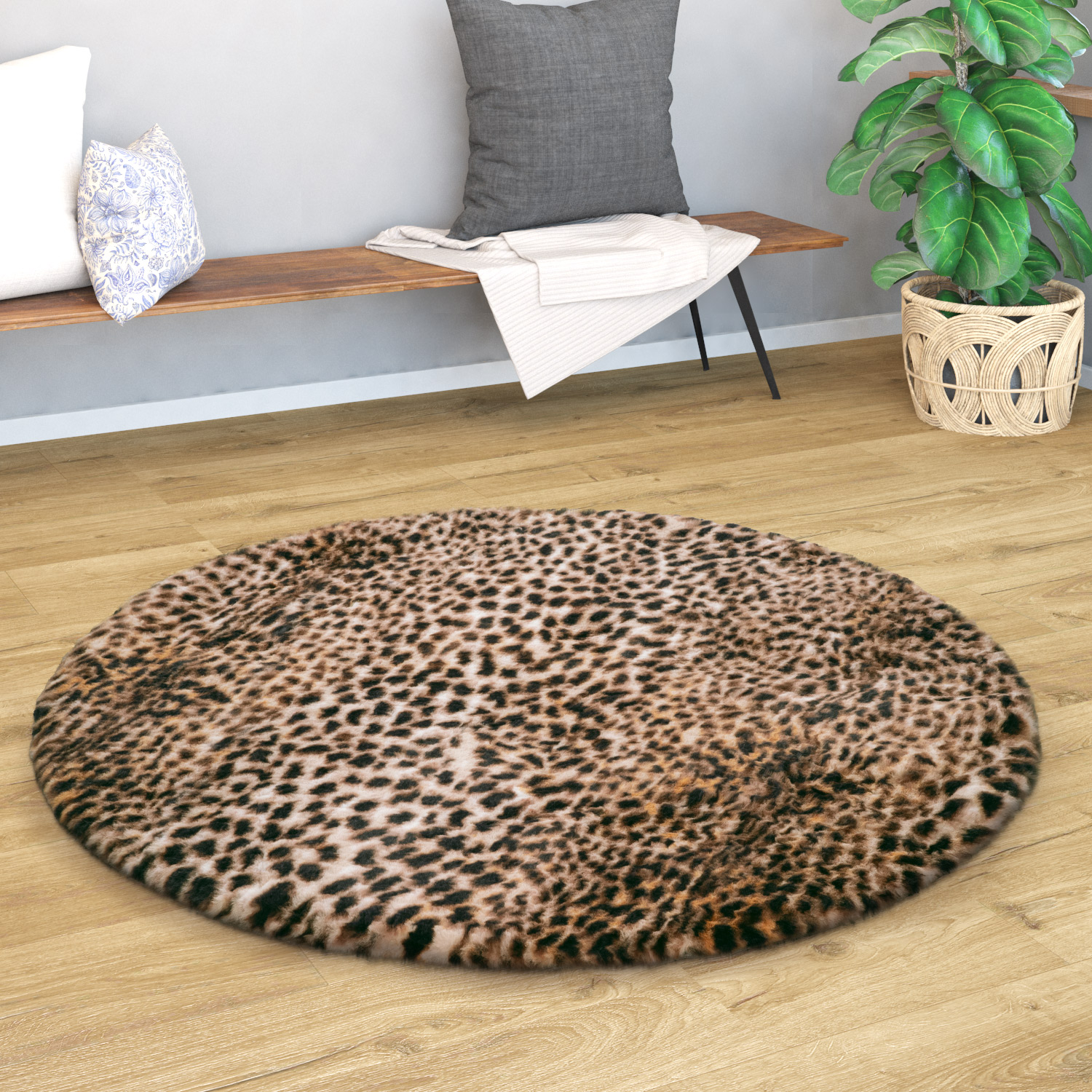 Teppich Modern Kurzflor Tiermotiv Leopard Muster Design Schlafzimmer Wohnzimmer 