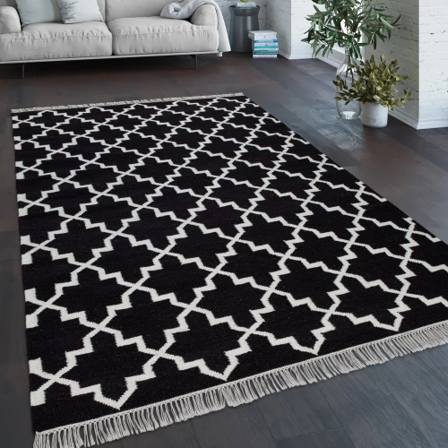 Teppich Wohnzimmer Geometr. Orient Muster Handgewebt