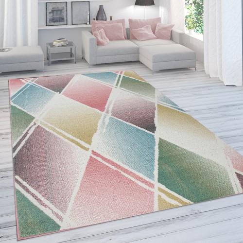 Teppich Rauten-Muster Pastellfarben