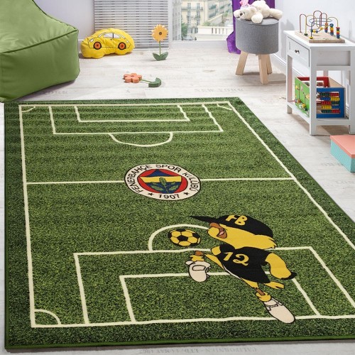 Kinderteppich Spielzimmer Fußball Teppiche Fußballplatz Maskottchen Bedruckt Grün