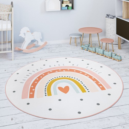 Kinderteppich Teppich Regenbogen Herz Motiv