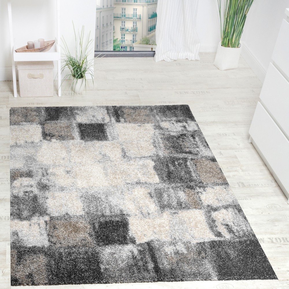 Teppich Meliert Modern Webteppich Hochwertig Mit Bordüre Beige Creme Grau 