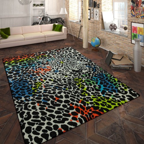 Designer Teppich Animal Leopard Design Multicolor