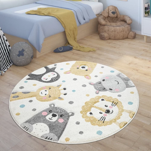 Kinderteppich Rund Teppich Kinderzimmer Tier Design