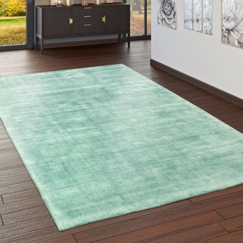 Teppich Handgefertigt Hochwertig 100 % Viskose Vintage Trend Farbe Pastell Grün