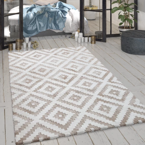 Wohnzimmer-Teppich Glanz-Effekt Rauten