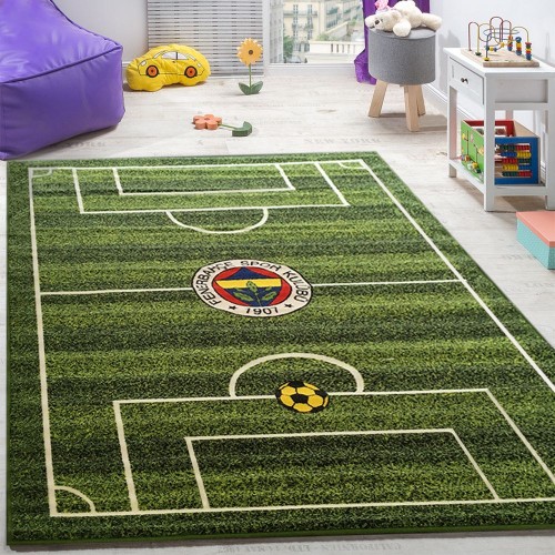 Kinderteppich Kinderzimmer Fußball Teppiche Fußballplatz Bedrucktes Muster Grün