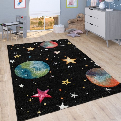 Spiel-Teppich Kinderzimmer Planeten Sterne