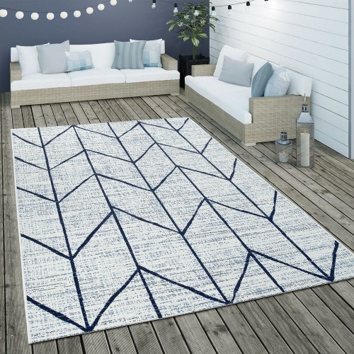 In- & Outdoor Flachgewebe Teppich Geometrisch Skandinavisches Motiv In Weiß