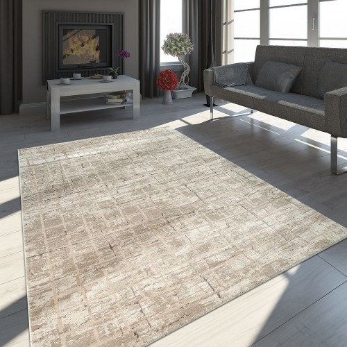 Orient Teppich Modern 3-D-Effekt Meliert Schimmernd Abstraktes Design Beige 