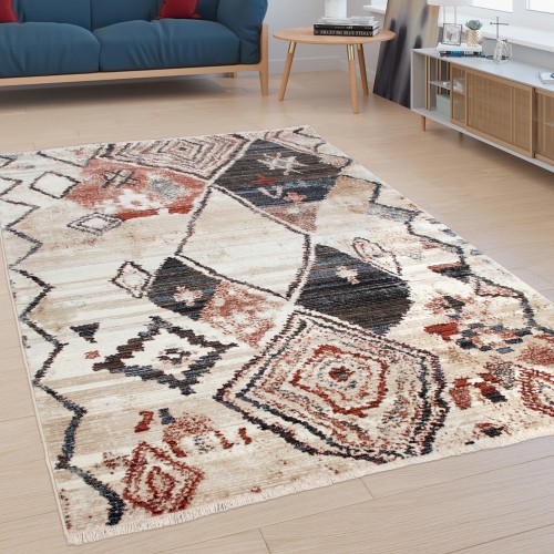 Teppich Wohnzimmer abstraktes Rauten-Muster