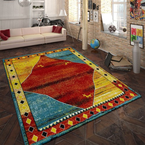 Heatset Teppich Gabbeh Indianisches Muster Multicolor