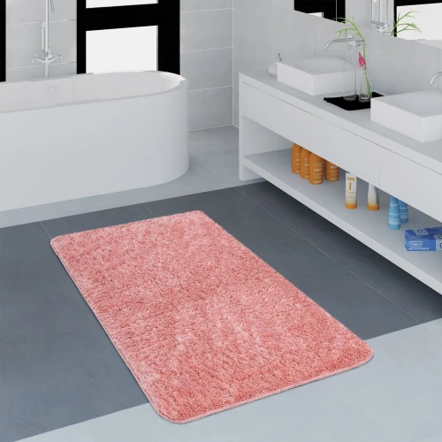 Moderner Badezimmer Teppich Einfarbig Microfaser Kuschelig Gemütlich In Rosa