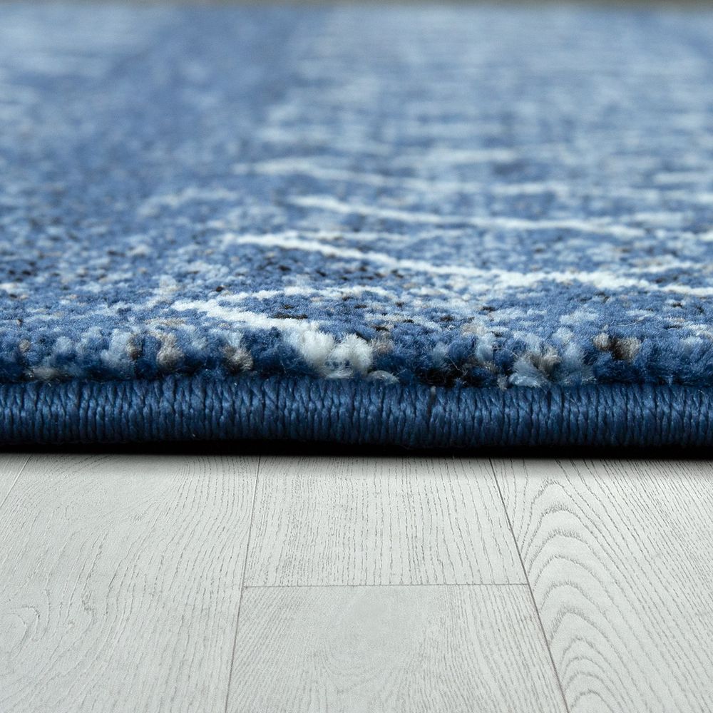 Wohnzimmer Teppich Indigo Blau Trend Modernes Skandinavisches Muster 