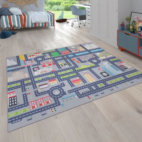 Teppich Kinderzimmer Spielteppich Straßen Motiv