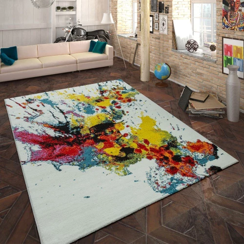 Designer Teppich Farbklecks Multicolor