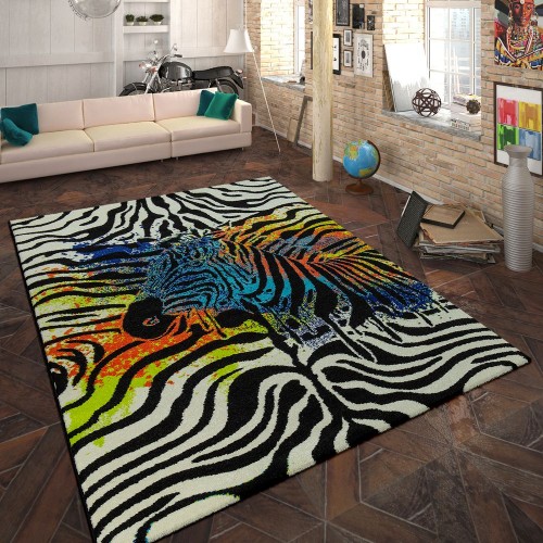 Designer Teppich Animal Zebra Design Multicolor