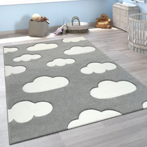 Teppich Kinderzimmer Pastellfarben Wolken Design