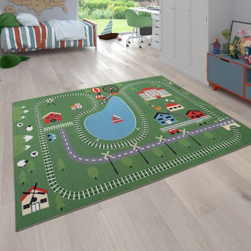 Kinder-Teppich Spiel-Landschaft Zug-Gleise